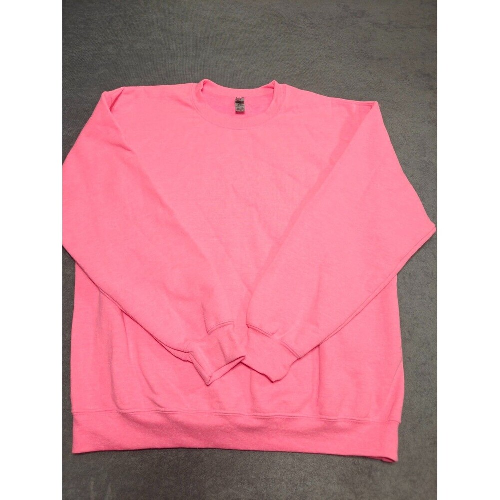 Gildan Heavy Blend Mens Large Neon Pink Crewneck Sweatshirt Pullover